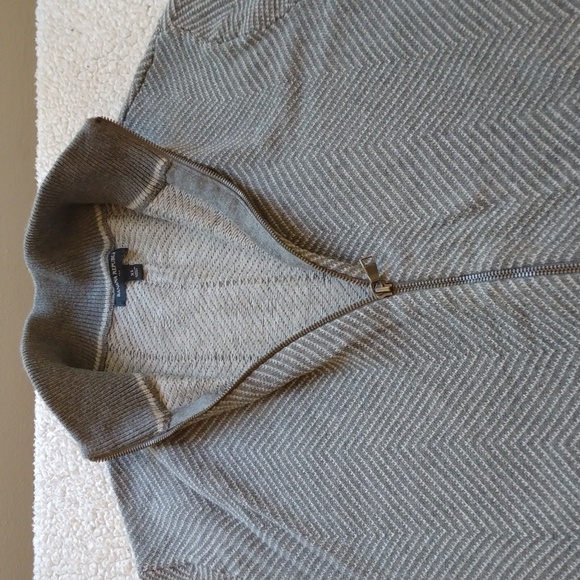 Like New Banana Republic Gray/White XL Cotton & Rayon Blend Full Zip Sweater - Picture 8 of 14